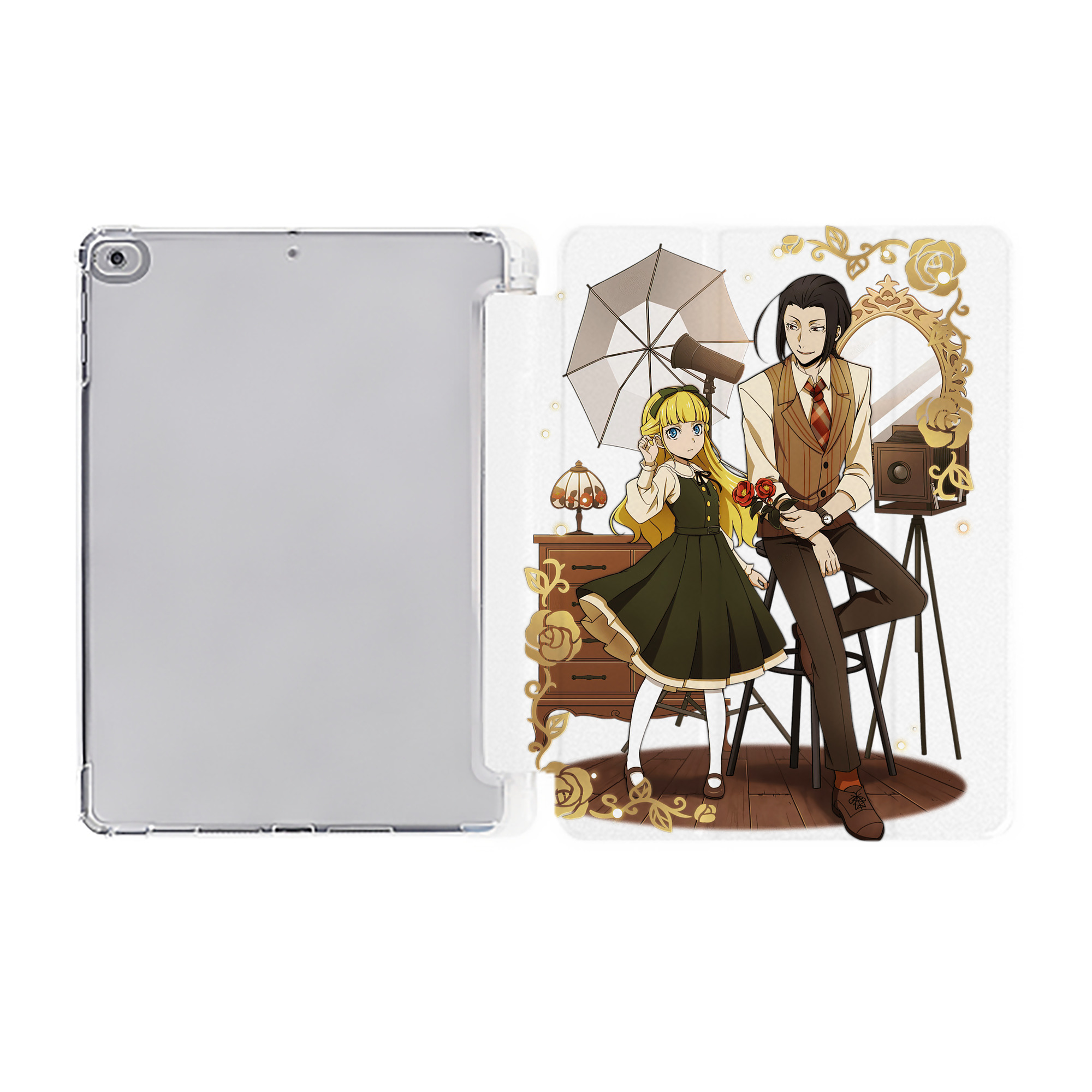 （画像用） 文豪ストレイドッグス Bungo Stray Dogs IPad ケース ペン収納付き 三つ折りスタンド PUレザー×シリコン 対応機種9.5/10.5/10.9インチ